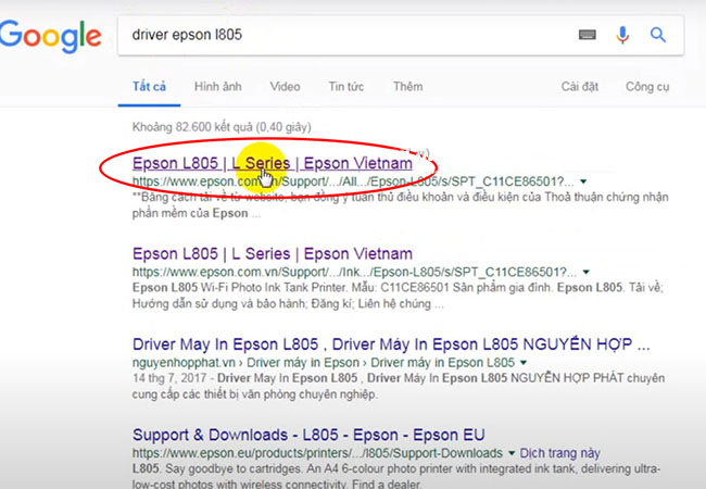 Tìm kiếm Driver máy in Epson L805
