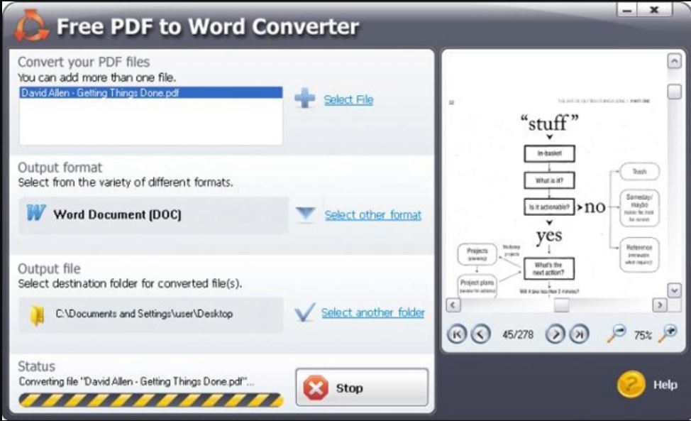 Phần mềm Free PDF to Word Doc Converter