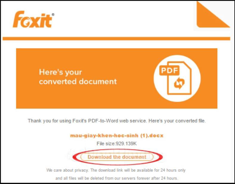 Sử dụng công cụ chuyển đổi file PDF sang Word của Foxit